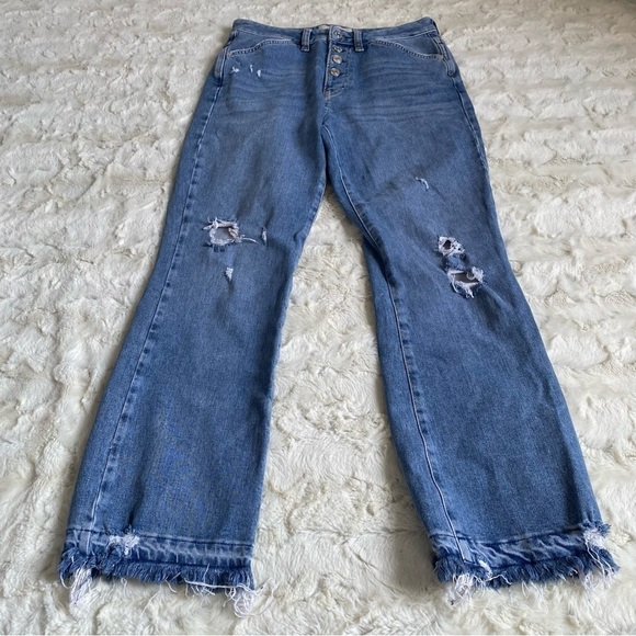 We the Free People Women's Blue Distressed Cropped Dylan Jeans Size 27 - Picture 5 of 6
